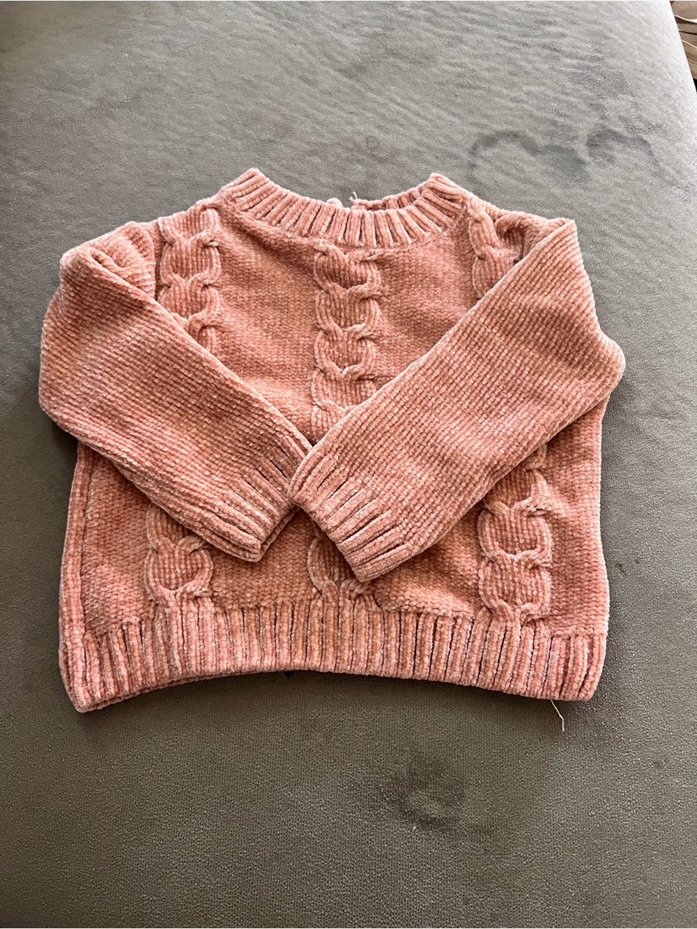 DKNY Pink Chenille Cable-Knit Crewneck Sweater
